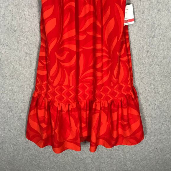 Taylor Dress Womens XS Red‎ Floral Tiered Pleated Flowy Strap Tie Tassel Summer - Picture 4 of 12